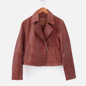Women’s HOBO Leather Moto Jacket in Mahogany Size Small